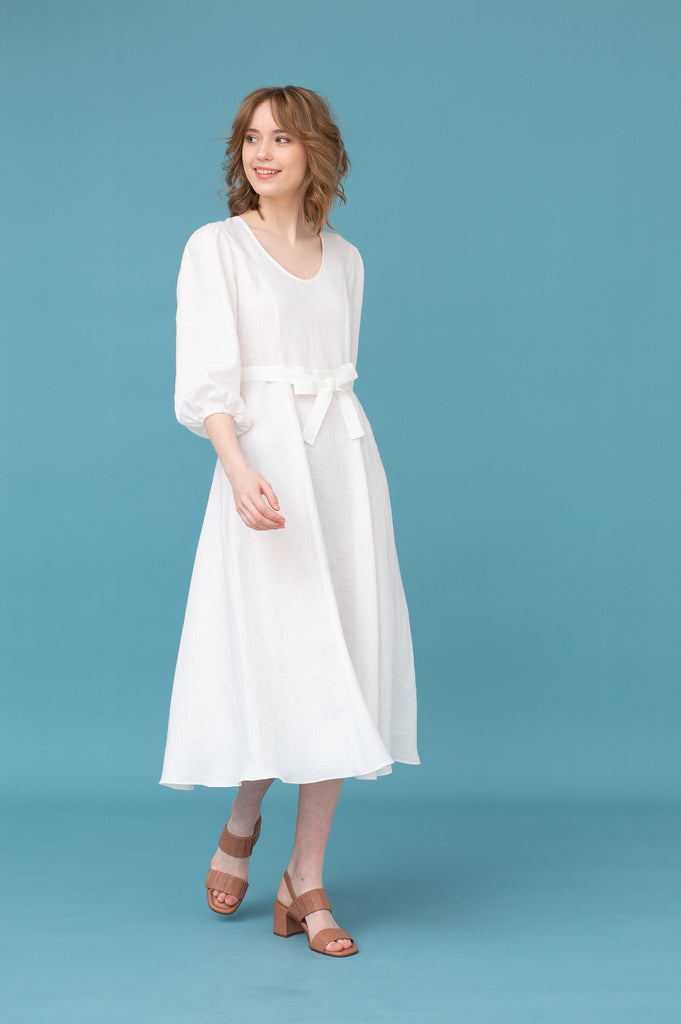 Midi dress for women in linen