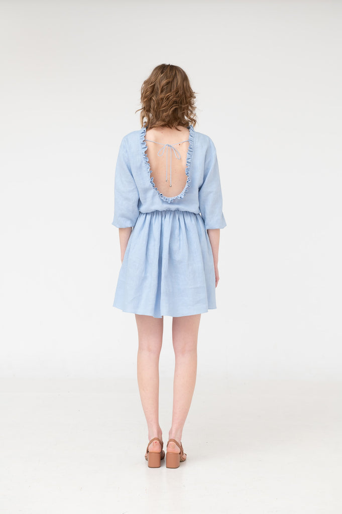 Linen dress with open back