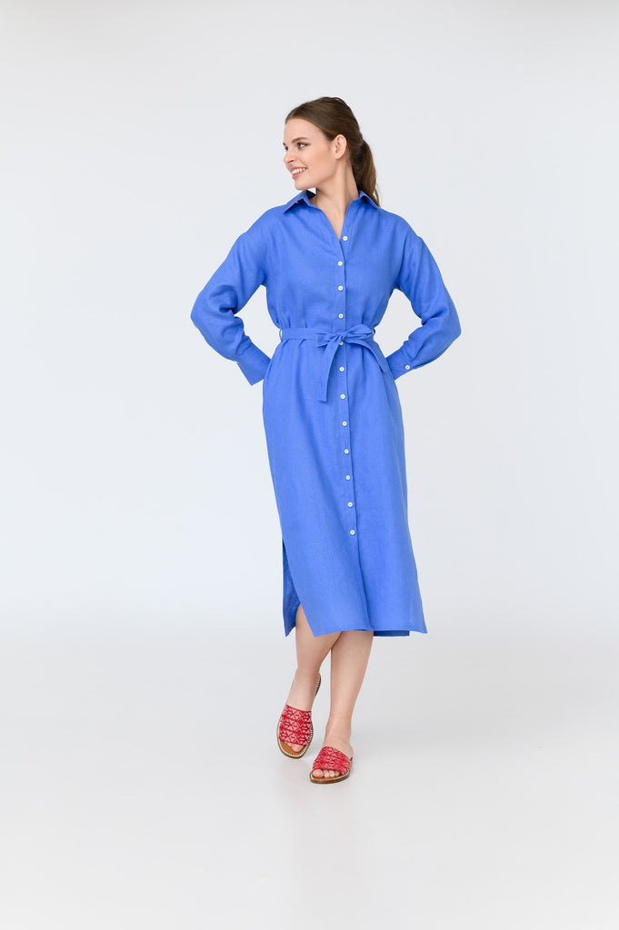 Womens Linen Dress in Blue
