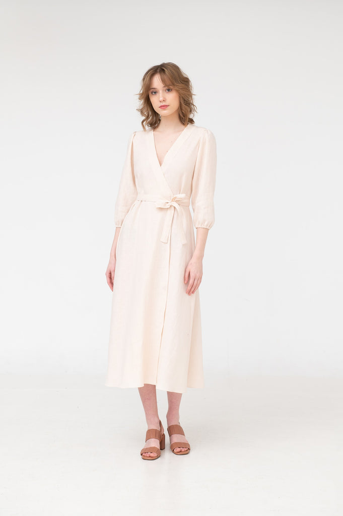 Linen wrap dress style